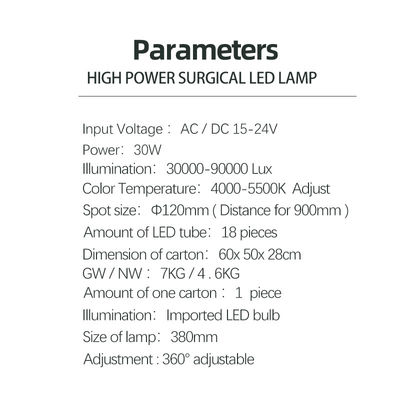 Lampu Kursi Gigi LED Terang Suhu Warna Dapat Disesuaikan 5500K Untuk Klinik