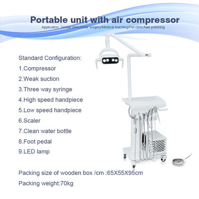 Dental Tray Lampu LED Mengoperasikan Portable Dental Unit Dengan Kompresor Udara