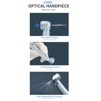 Tekan Tombol Turbin Gigi Handpiece Sumber Serat Optik Kecepatan Tinggi 350000rpm
