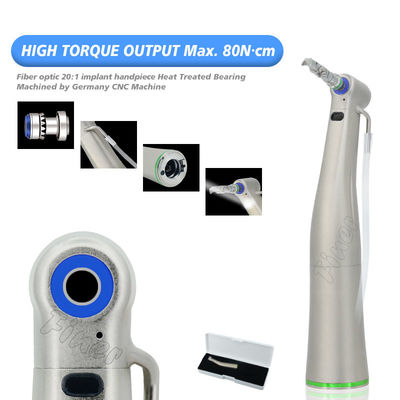 2000rpm Contra Angle Handpiece Bedah Gigi 20/1 Implan Handpiece Dengan Serat Optik