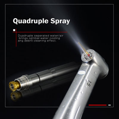 Red Ring 1/5 Meningkatkan Contra Angle Miromotor Handpiece Dengan Serat Optik