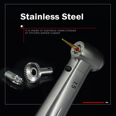 Red Ring 1/5 Meningkatkan Contra Angle Miromotor Handpiece Dengan Serat Optik