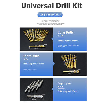 Long &amp; Short Drills Kit Osseodentification Drills Kit Untuk Implantasi Gigi
