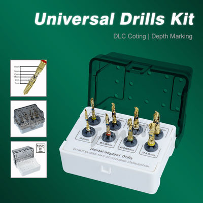 Dental Drill Kit 8 Piece Implant Bedah Bor Emas Implant Alat
