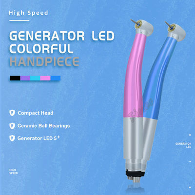 Turbin Udara Gigi Serat Optik Handpiece Berkecepatan Tinggi Dengan 5 Lampu LED E-Generator Gigi Handpiece Berkecepatan Tinggi