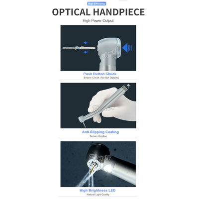 Peralatan Kedokteran Gigi Turbin Kecepatan Tinggi Handpiece Gigi Cepat Dengan Lampu Led Generator