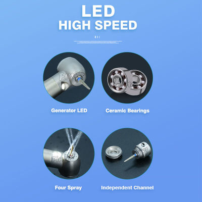 Peralatan Kedokteran Gigi Turbin Kecepatan Tinggi Handpiece Gigi Cepat Dengan Lampu Led Generator